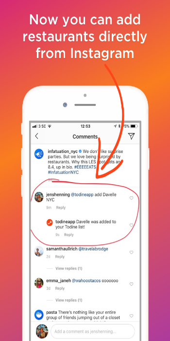 Add restaurants directly from instagram